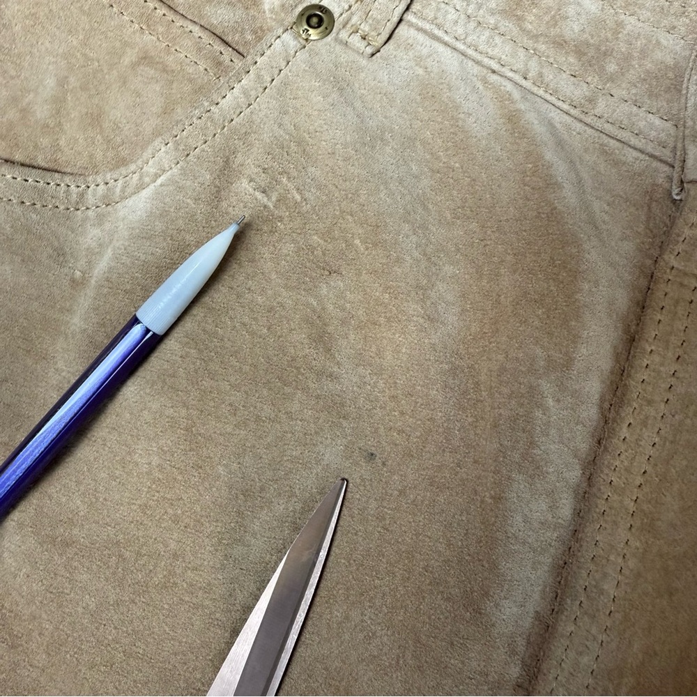 Vintage Lauren Ralph Lauren Suede Pants Womens 14 100% Leather Tan LRL Western - Picture 6 of 10